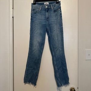 Paige Cindy Mel Destroyed Hem Straight Leg Denim Jeans 26